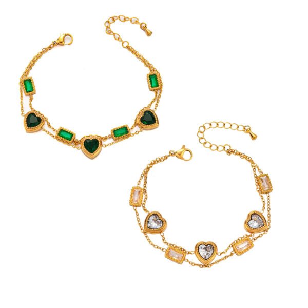 Luxe Gemstone Heart Chain Bracelet
