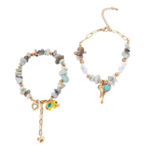 Nomad Spirit Amazonite & Gold Charm Bracelet