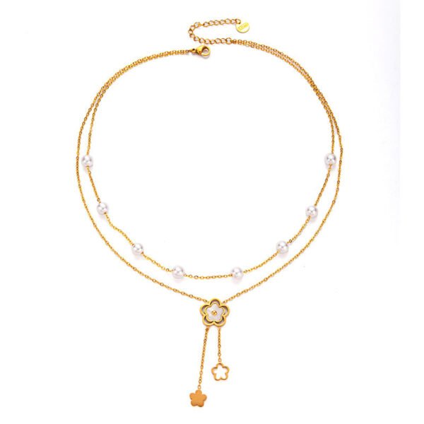 Pearlescent Daisy Layered Necklace