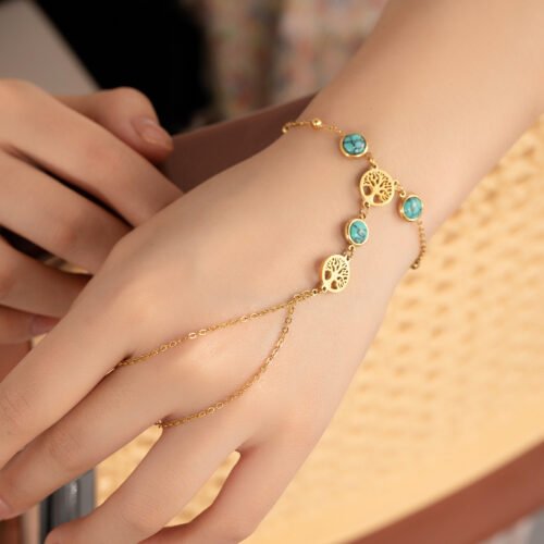 Sacred Tree Turquoise Hand Chain