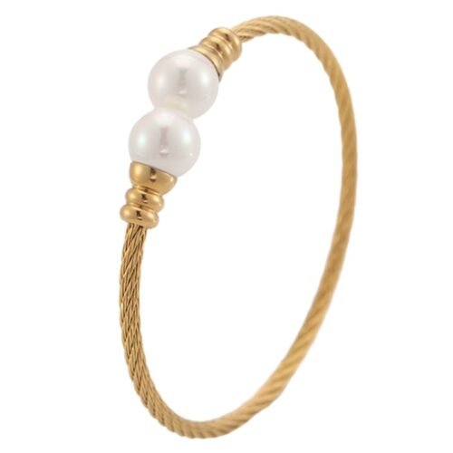 Twisted Elegance Pearl Cable Bangle
