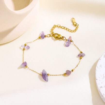 Amethyst Dreams 18K Gold Plated Natural Stone Jewelry Set - 이미지 4