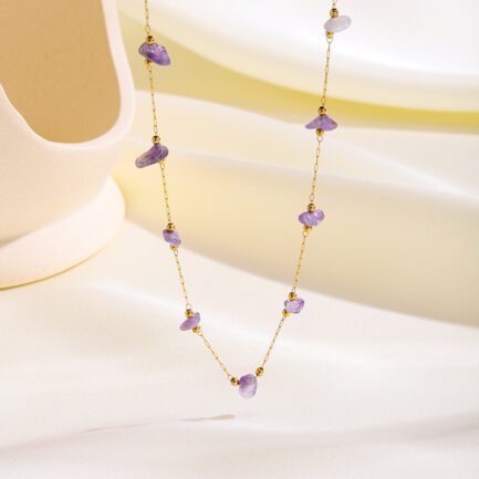 Amethyst Dreams 18K Gold Plated Natural Stone Jewelry Set - 이미지 3