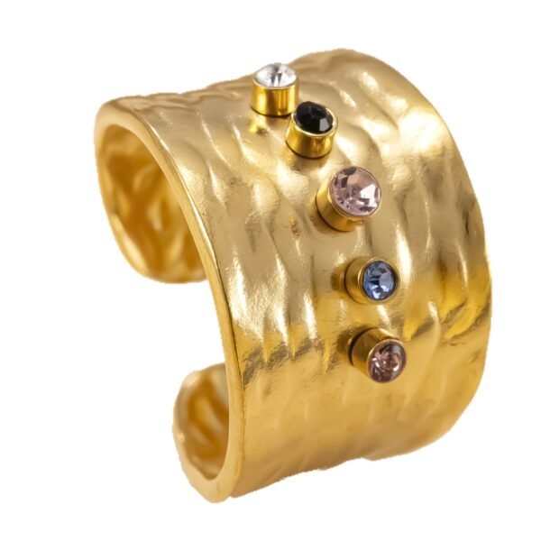 Aurelian Eclipse Colorful Zircon 18K Gold Statement Cuff Ring