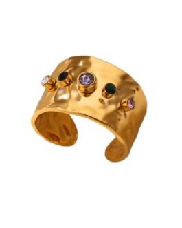Aurelian Eclipse Colorful Zircon 18K Gold Statement Cuff Ring