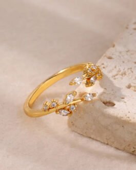 Aurora Leaf Zircon Open Ring