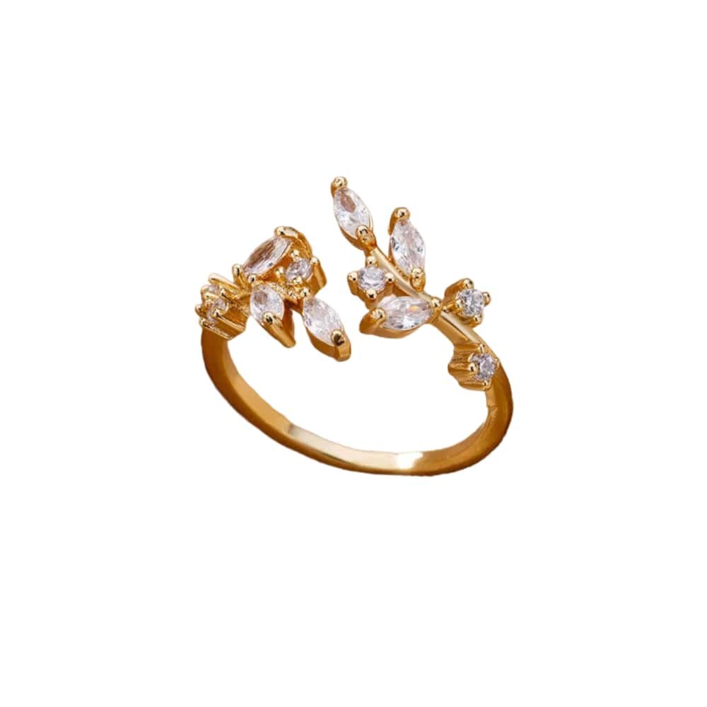 Aurora Leaf Zircon Open Ring
