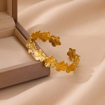 Blossom Trail Adjustable Flower Cuff Bracelet - Image 3