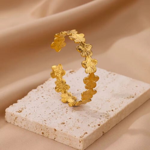 Blossom Trail Adjustable Flower Cuff Bracelet