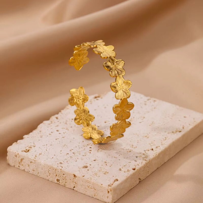 Blossom Trail Adjustable Flower Cuff Bracelet