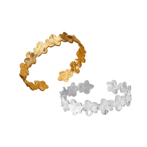 Blossom Trail Adjustable Flower Cuff Bracelet