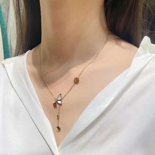 Ethereal Flutter Mother-of-Pearl Butterfly Y-Necklace