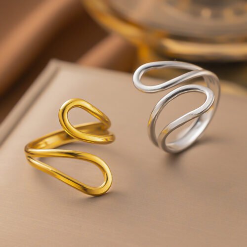 Fluid Wave Minimalist Open Ring