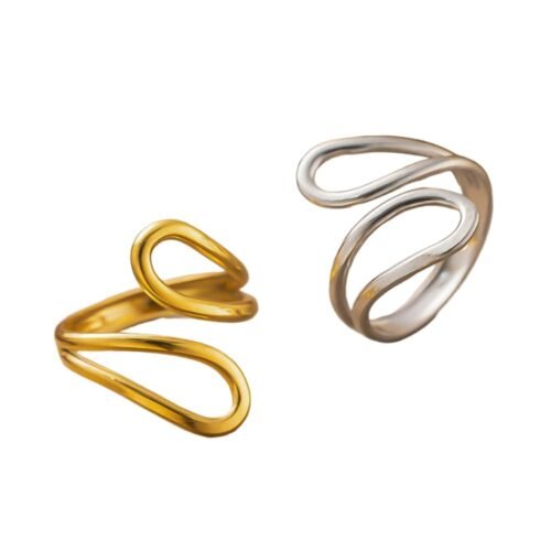 Fluid Wave Minimalist Open Ring