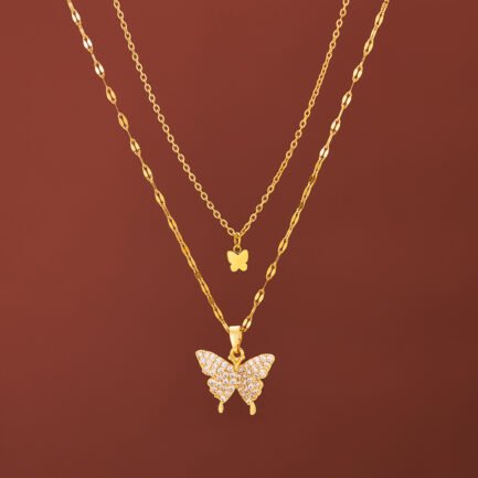 Flutter Duo Layered Butterfly Necklace Set - Image 4