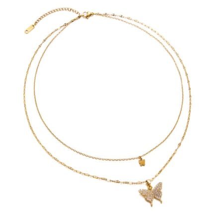 Flutter Duo Layered Butterfly Necklace Set