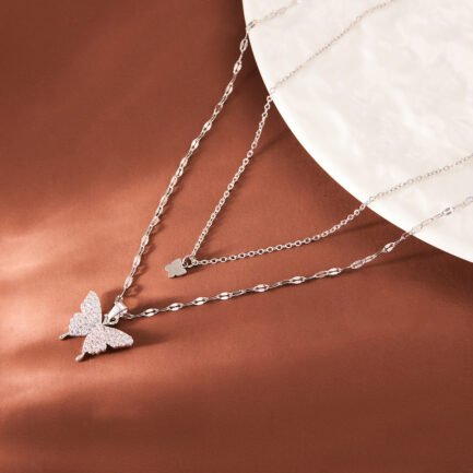 Flutter Duo Layered Butterfly Necklace Set - Image 3