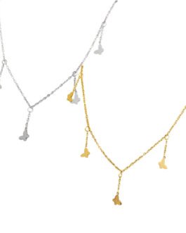 Flutter Y-Drop Butterfly Necklace – 18K Gold Plated Titanium