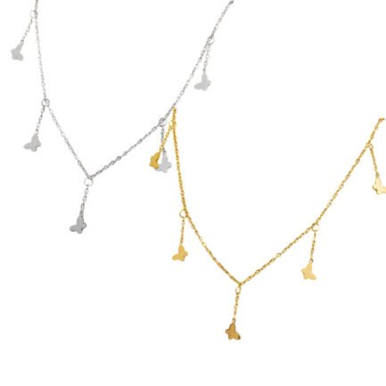 Flutter Y-Drop Butterfly Necklace - 18K Gold Plated Titanium