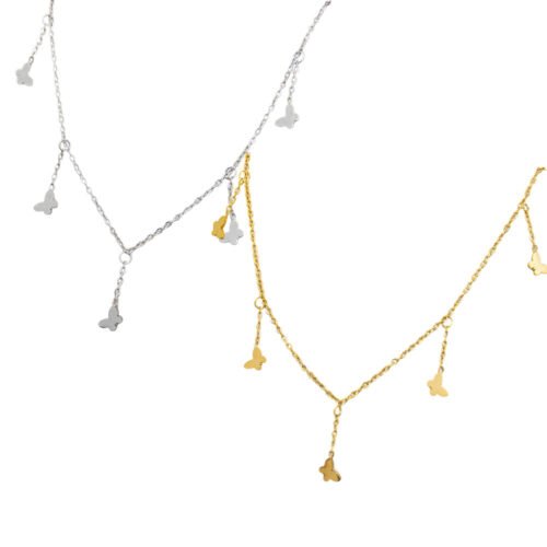 Flutter Y-Drop Butterfly Necklace – 18K Gold Plated Titanium