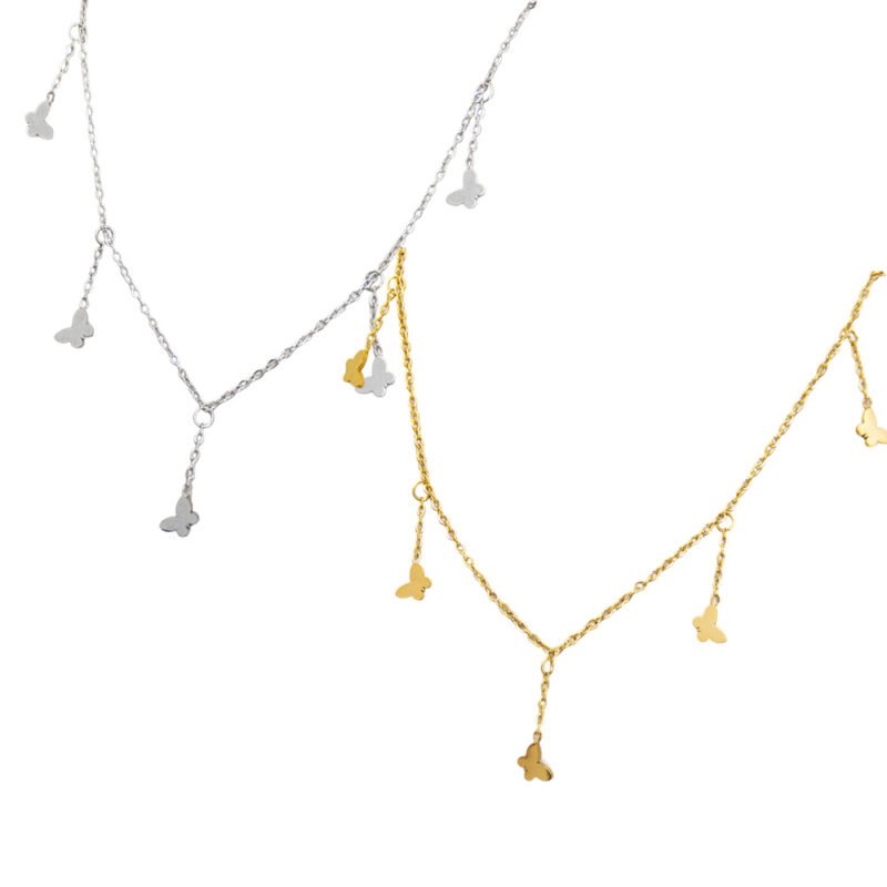 Flutter Y-Drop Butterfly Necklace – 18K Gold Plated Titanium