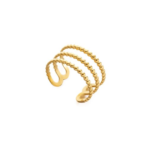 Golden Sphere Multi-Band Open Ring