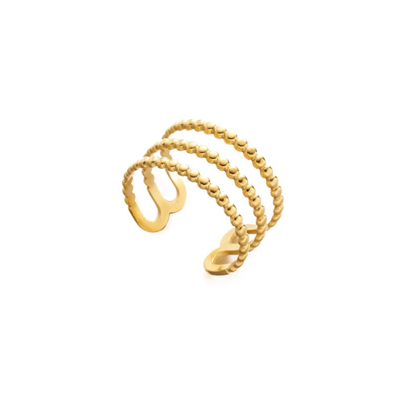 Golden Sphere Multi-Band Open Ring