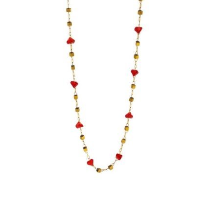 Heartbeat Red Crystal & Gold Block Chain Jewelry Set