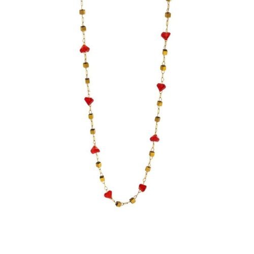 Heartbeat Red Crystal & Gold Block Chain Jewelry Set