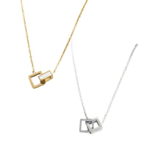 Interlocked Squares Pendant Necklace