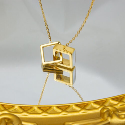Interlocked Squares Pendant Necklace