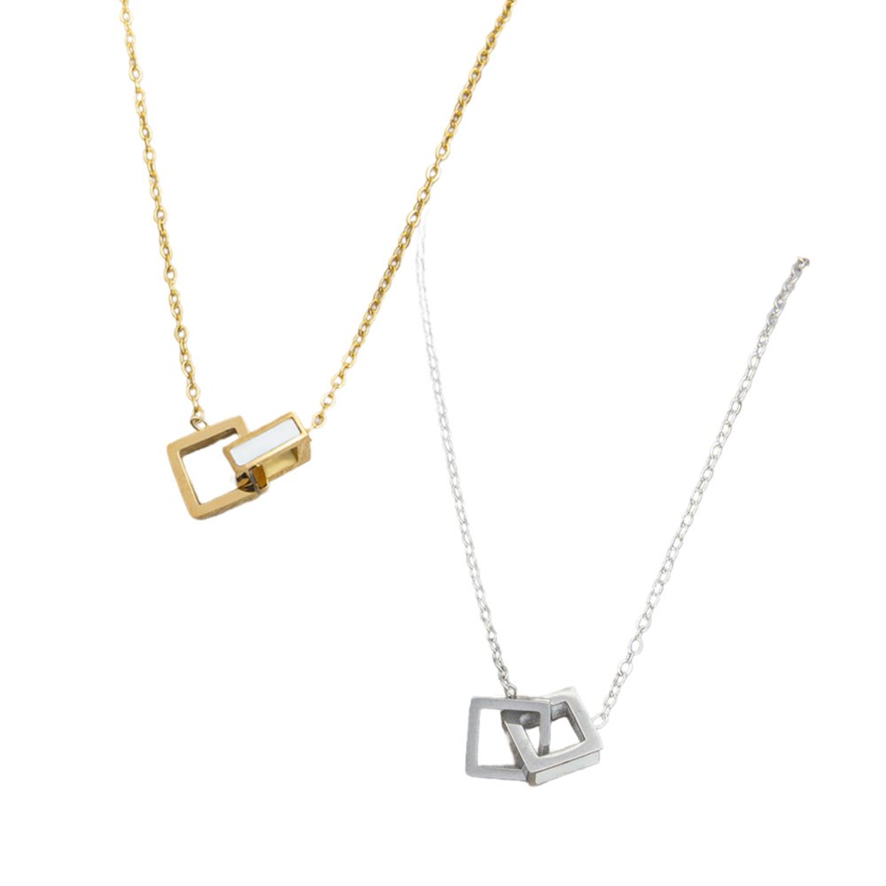 Interlocked Squares Pendant Necklace