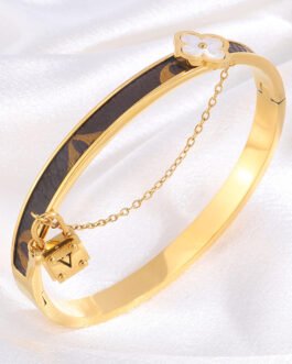 Luxe Monogram Clover Lock Bangle