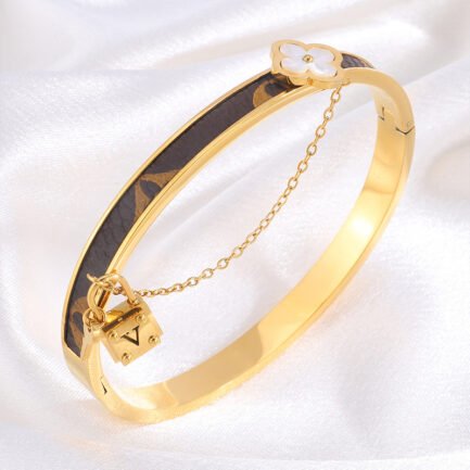 Luxe Monogram Clover Lock Bangle - Image 2