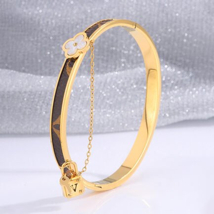 Luxe Monogram Clover Lock Bangle - Image 4