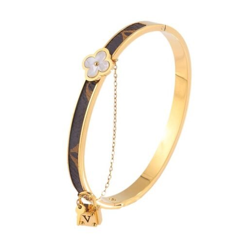 Luxe Monogram Clover Lock Bangle