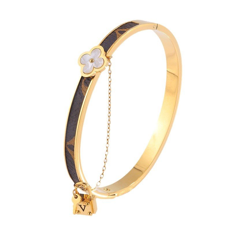 Luxe Monogram Clover Lock Bangle