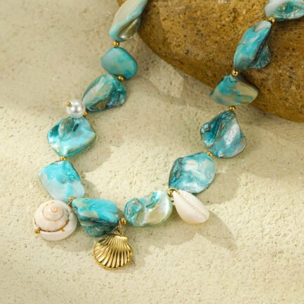 Ocean Dreams 18K Gold Plated Shell Statement Necklace - Image 5
