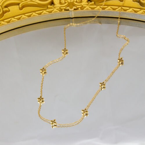 Petite Clover Station Necklace – 18K Gold Plated Titanium