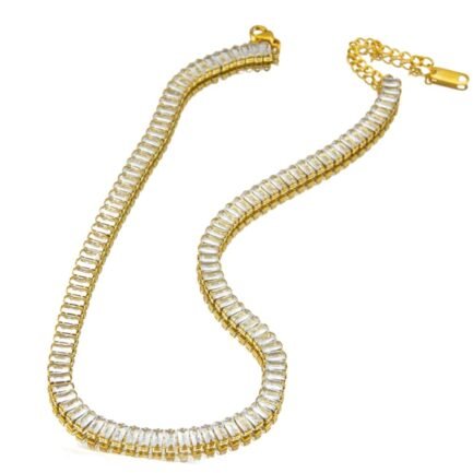Radiance Tennis Necklace - 18K Gold Plated Titanium with Baguette Zircons