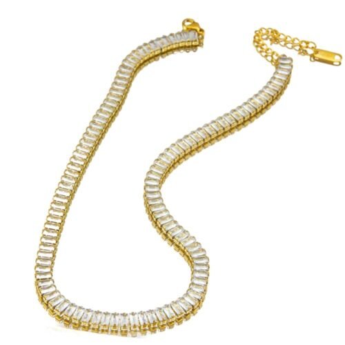 Radiance Tennis Necklace – 18K Gold Plated Titanium with Baguette Zircons
