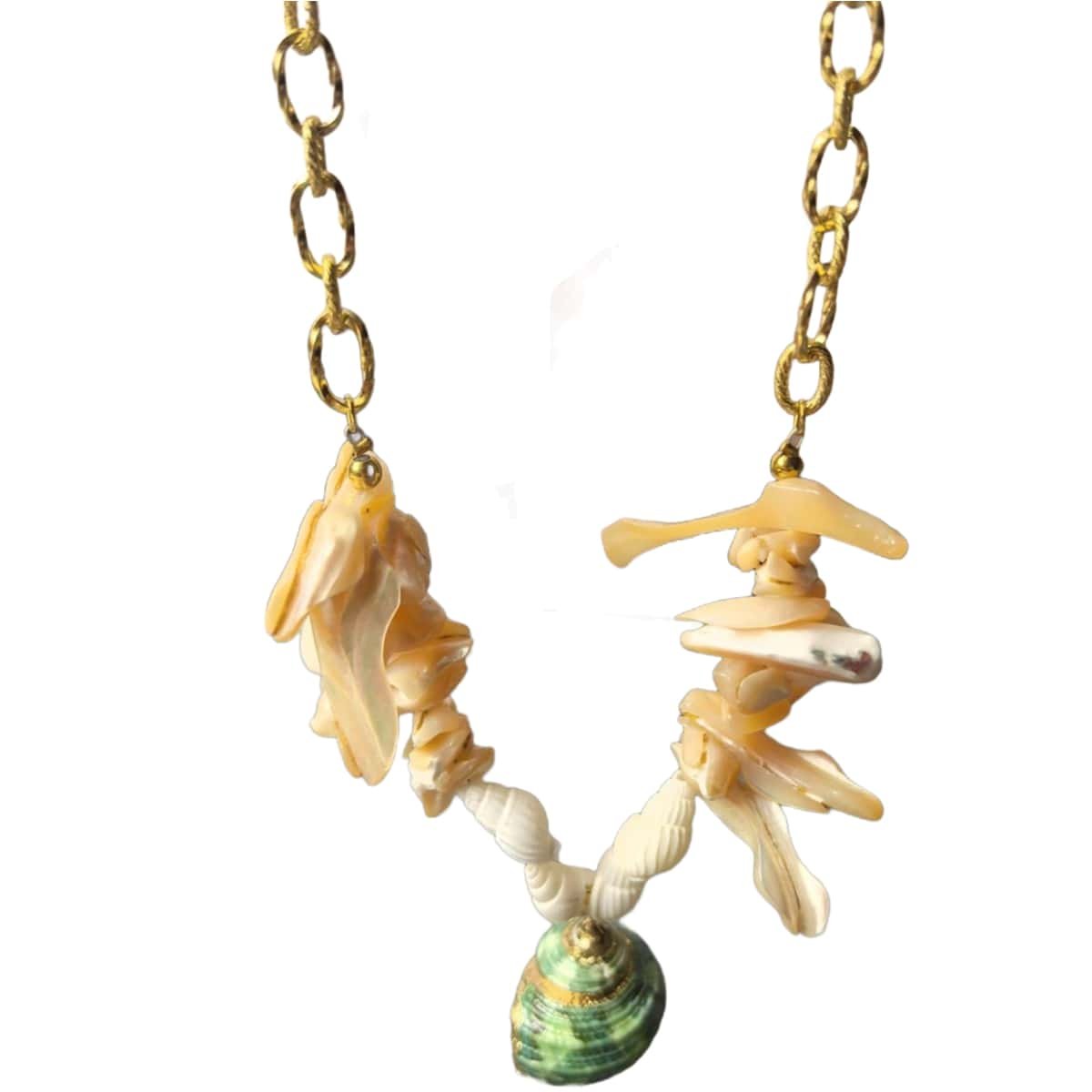 Trochus Cascade 18K Gold Plated Titanium Shell Necklace