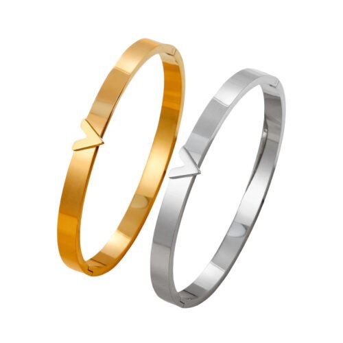 Victory V-Accent 18K Gold Plated Bangle