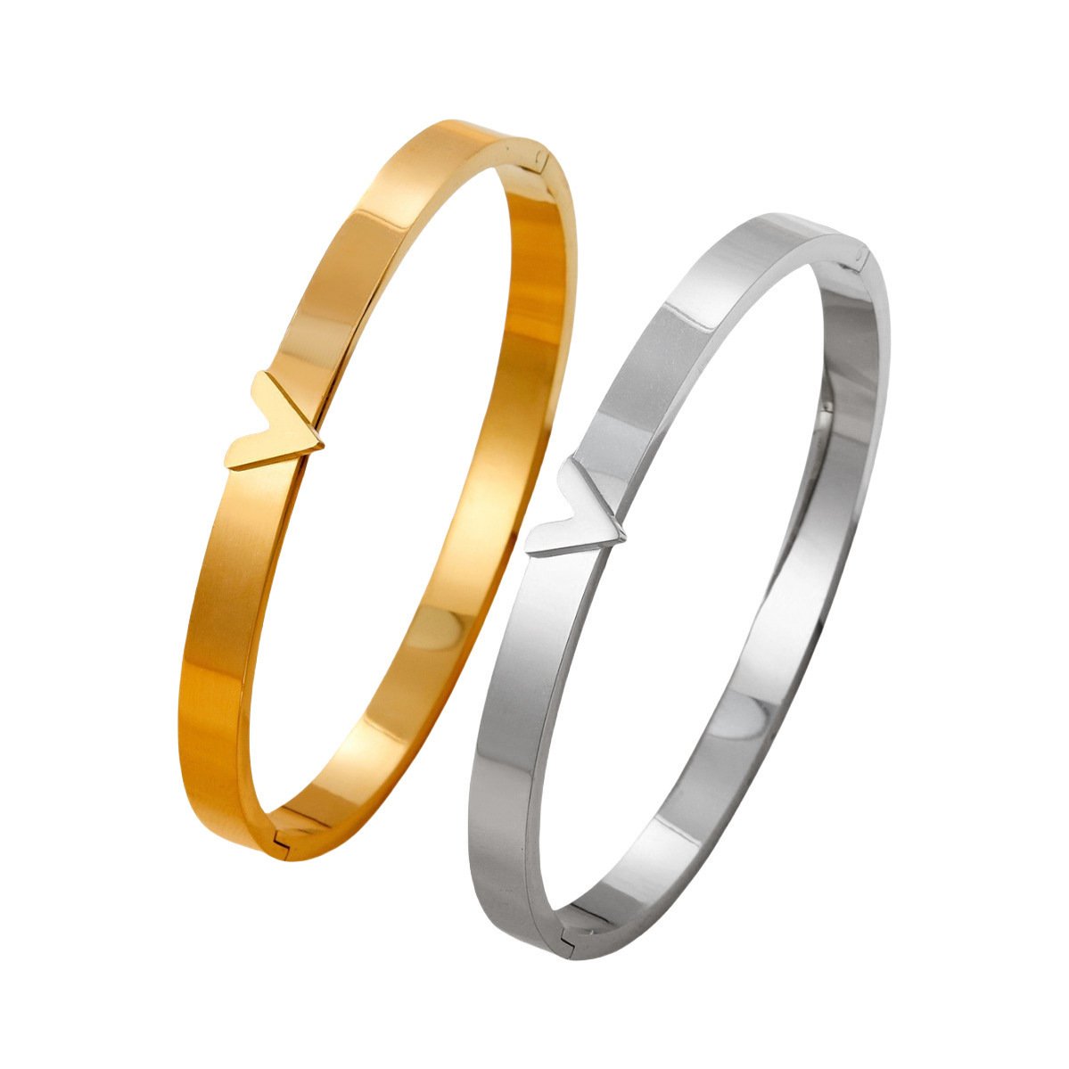 Victory V-Accent 18K Gold Plated Bangle