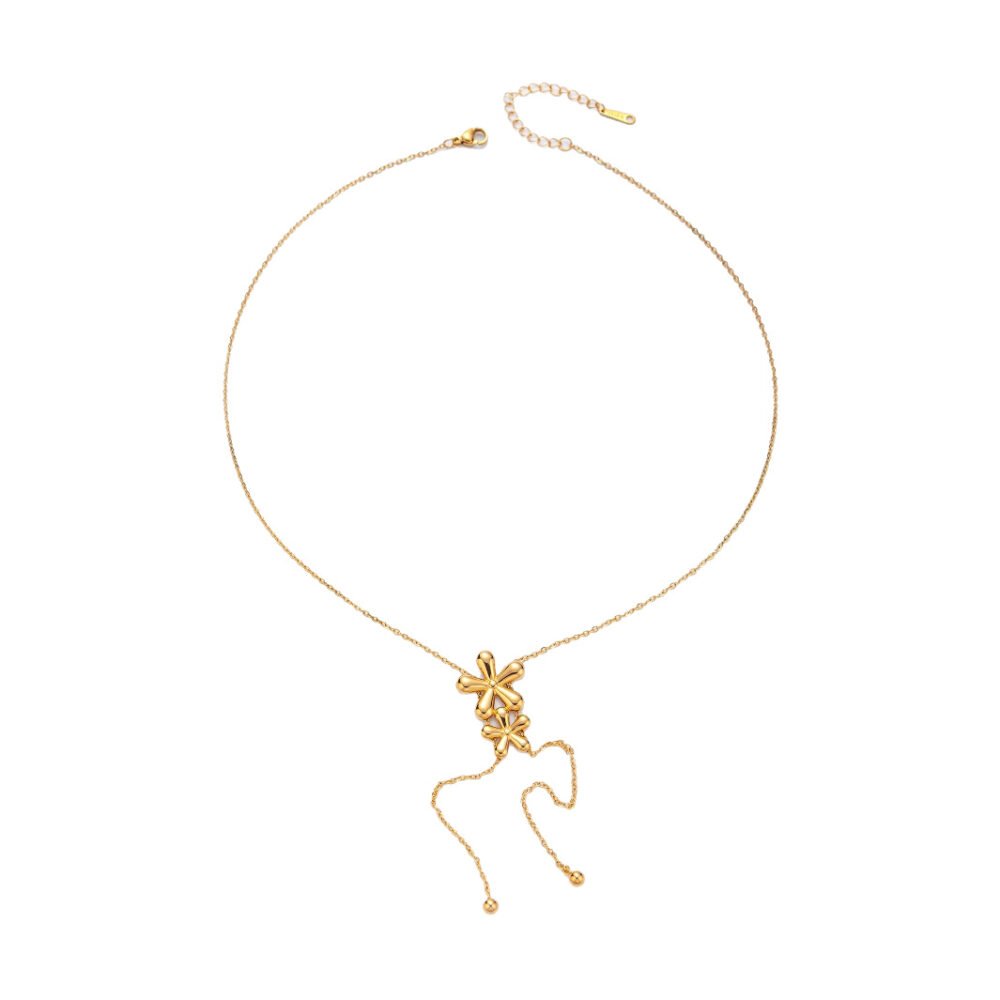 Dual Bloom Lariat Necklace