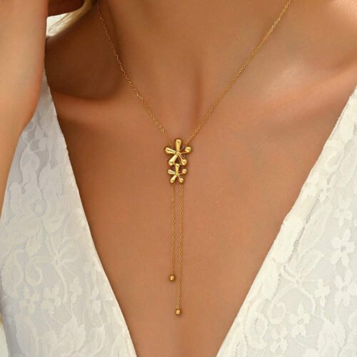 Dual Bloom Lariat Necklace
