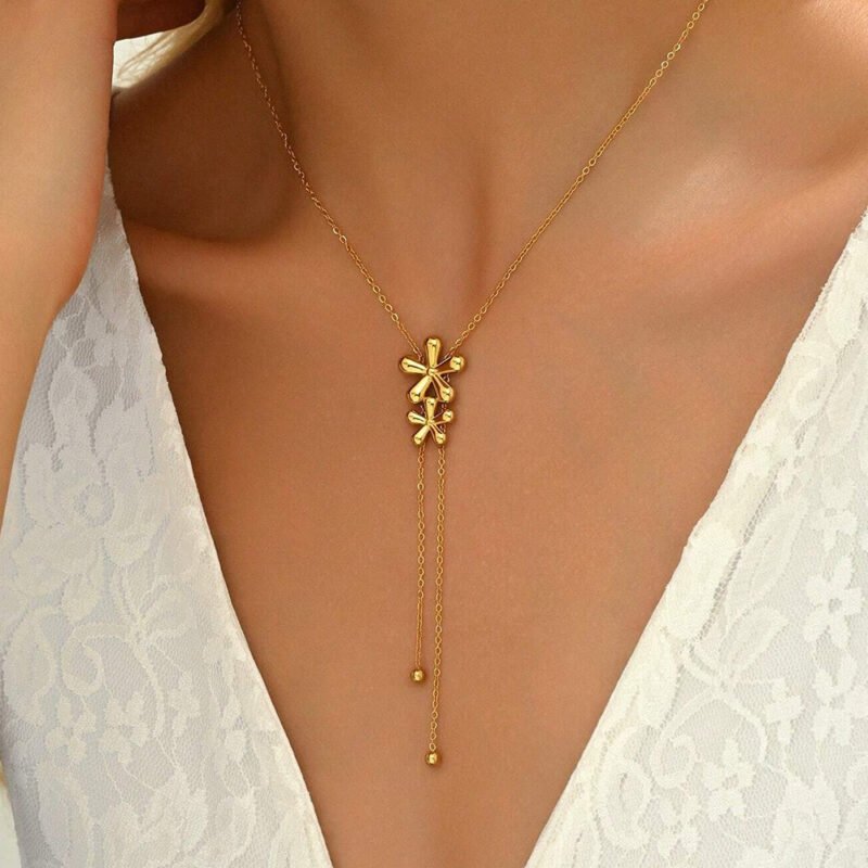 Dual Bloom Lariat Necklace