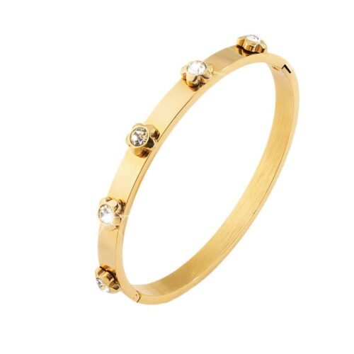 Floral Crystal Bangle Bracelet