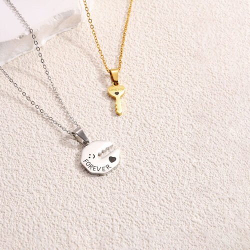 Forever Lock & Key Couple Necklace Set