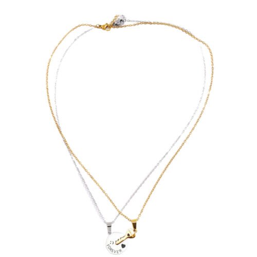 Forever Lock & Key Couple Necklace Set